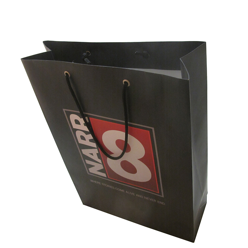 Custom Private Logo Printed paper bag Black Small Personalized Luxury Shopping bag Tote Gift Paper Bags